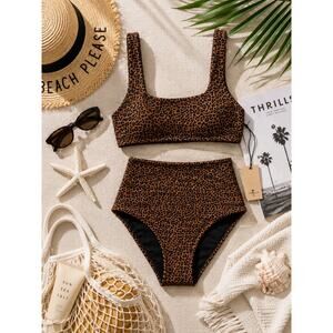 NWT THRILLS Panthera High Waist Bikini Set Leopard Print Size 4